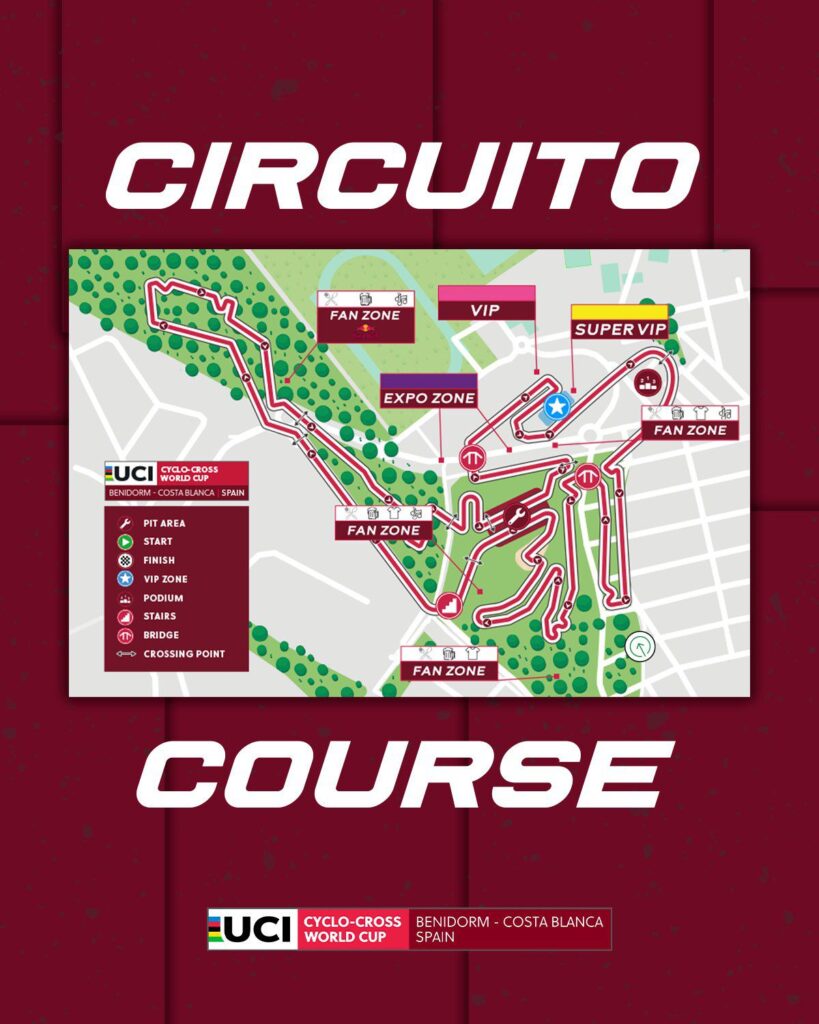 Mapa del circuito a la Copa del Mundo de Ciclocross UCI - Benidorm Costa Blanca 2025